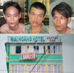 Những kẻ giết người trong khách sạn và khách sạn Mai Hoàng, nơi xảy ra vụ giết người, cướp tài sản. 

