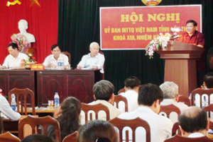 Đồng chí Hoàng Việt Cường,  Bí thư Tỉnh ủy phát biểu chỉ đạo hội nghị.