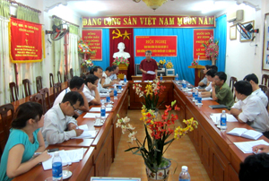 Đồng chí Hoàng Thanh Mịch, Trưởng ban Tuyên giáo Tỉnh ủy chủ trì hội nghị.