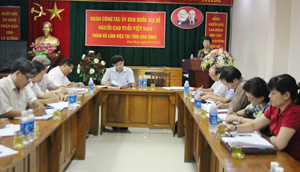 Đồng chí Cù Thị Hậu, Phó Chủ tịch Uỷ ban quốc gia về người cao tuổi Việt Nam, Chủ tịch Hội Người cao tuổi Việt Nam phát biểu tại buổi làm việc.