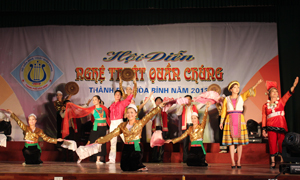 Một tiết mục múa hát tại hội diễn NTQC thành phố Hòa Bình năm 2013.