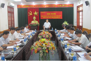 Đồng chí Hoàng Minh Tuấn, TVTU, Trưởng Ban Tổ chức Tỉnh ủy, Trưởng ban Pháp chế (HĐND tỉnh) phát biểu kết luận hội nghị.