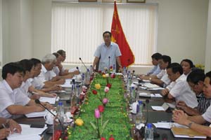 Đồng chí Nguyễn Văn Quang, Phó Bí thư Tỉnh ủy, Chủ tịch UBND tỉnh phát biểu kết luận buổi làm việc.