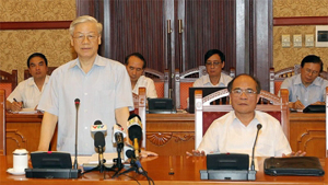 Tổng Bí thư Nguyễn Phú Trọng phát biểu kết luận Phiên họp. (Ảnh: TTXVN)