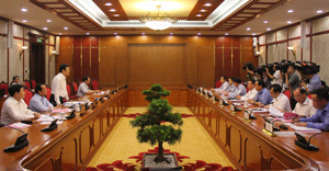 Đồng chí Trương Tấn Sang, Uỷ viên Bộ Chính trị, Chủ tịch nước kết luận buổi làm việc.