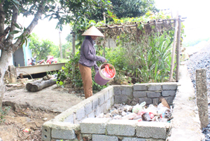 Các hộ gia đình  thôn Chéo Vòng,  xã Lạc Long (Lạc Thủy) tự xây hố, đổ rác  tập trung để đảm bảo cảnh quan và vệ sinh môi trường.