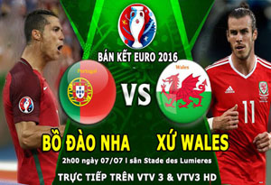 Lịch thi đấu trận bán kết 1 giữa Bồ Đào Nha vs xứ Wales.