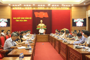 Đồng chí Bùi Văn Tỉnh, Ủy viên BCH T.Ư Đảng, Bí thư Tỉnh ủy phát biểu kết luận tại buổi làm việc.