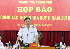 Phó Tổng Thanh tra Chính phủ Ngô Văn Khánh tại buổi họp báo.