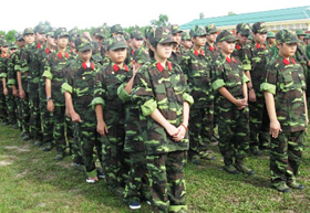 Các “chiến sỹ” tại thao trường trong lễ xuất quân.