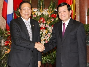 Chủ tịch nước Trương Tấn Sang hội kiến Tổng Bí thư, Chủ tịch nước Lào, Choummaly Sayasone.