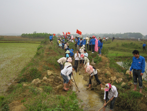 ĐVTN huyện Lương Sơn phối hợp với xã Nhuận Trạch ra quân thực hiện chiến dịch thủy lợi khơi thông dòng chảy phục vụ sản xuất nông nghiệp.