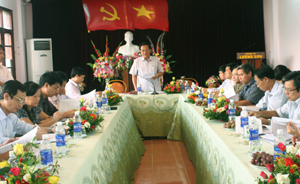 Đồng chí Đinh Duy Sơn, Phó Chủ tịch HĐND tỉnh phát biểu tại buổi làm việc với BCĐ thực hiện QCDC huyện Lương Sơn.