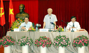 Tổng Bí thư Nguyễn Phú Trọng phát biểu tại buổi làm việc - Ảnh: Phạm Cường