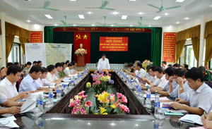 Đồng chí Hoàng Việt Cường, Bí thư Tỉnh ủy, Bí thư Đảng ủy Quân sự tỉnh phát biểu kết luận hội nghị.