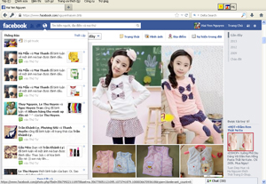 Dày đặc các quảng cáo bán hàng quần áo trẻ em trên các trang facebook cá nhân.