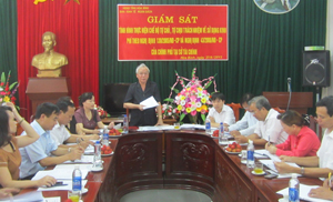 Đồng chí Nguyễn Minh Quang, Chủ nhiệm UBKT Tỉnh ủy, Trưởng Ban KT-NS (HĐND tỉnh) chủ trì cuộc giám sát.