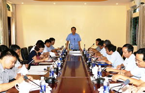 Đồng chí Nguyễn Văn Quang, Phó Bí thư Tỉnh ủy, Chủ tịch UBND tỉnh phát biểu kết luận buổi làm việc.

