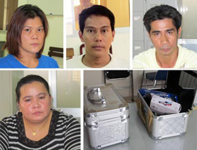 Băng tội phạm người Philippines và những chiếc hộp nhôm dùng để niêm phong bài.
 
