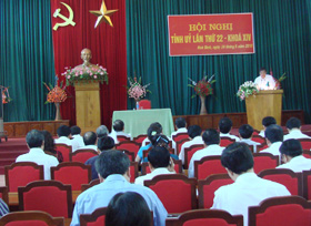 Đồng chí Hoàng Việt Cường, Bí thư Tỉnh uỷ, Chủ tich HĐND tỉnh chủ trì hội nghị.