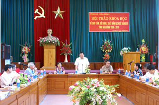 Đồng chí Hoàng Việt Cường, Bí thư Tỉnh ủy phát biểu kết luận tại hội thảo.