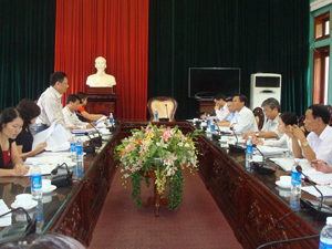 Đồng chí Nguyễn Tiến Hoàng, Trưởng đoàn kiểm tra của T.Ư phát biểu kết luận buổi làm việc.