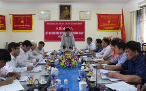Đồng chí Nguyễn Văn Dũng, Phó Chủ tịch UBND tỉnh, Trưởng đoàn kiểm tra phát biểu tại buổi làm việc.