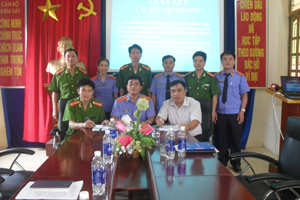 Lãnh đạo các cơ quan Viện KSND - Công an - TAND huyện Tân Lạc ký kết Quy chế phối hợp liên ngành trong giải quyết án hình sự.