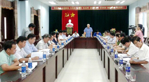 Quang cảnh buổi khảo sát tại UBND huyện Lương Sơn.