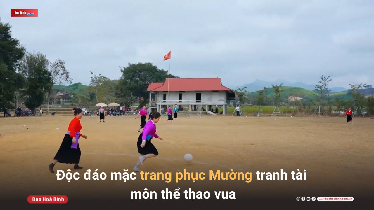 Độc đáo mặc trang phục Mường tranh tài môn thể thao vua